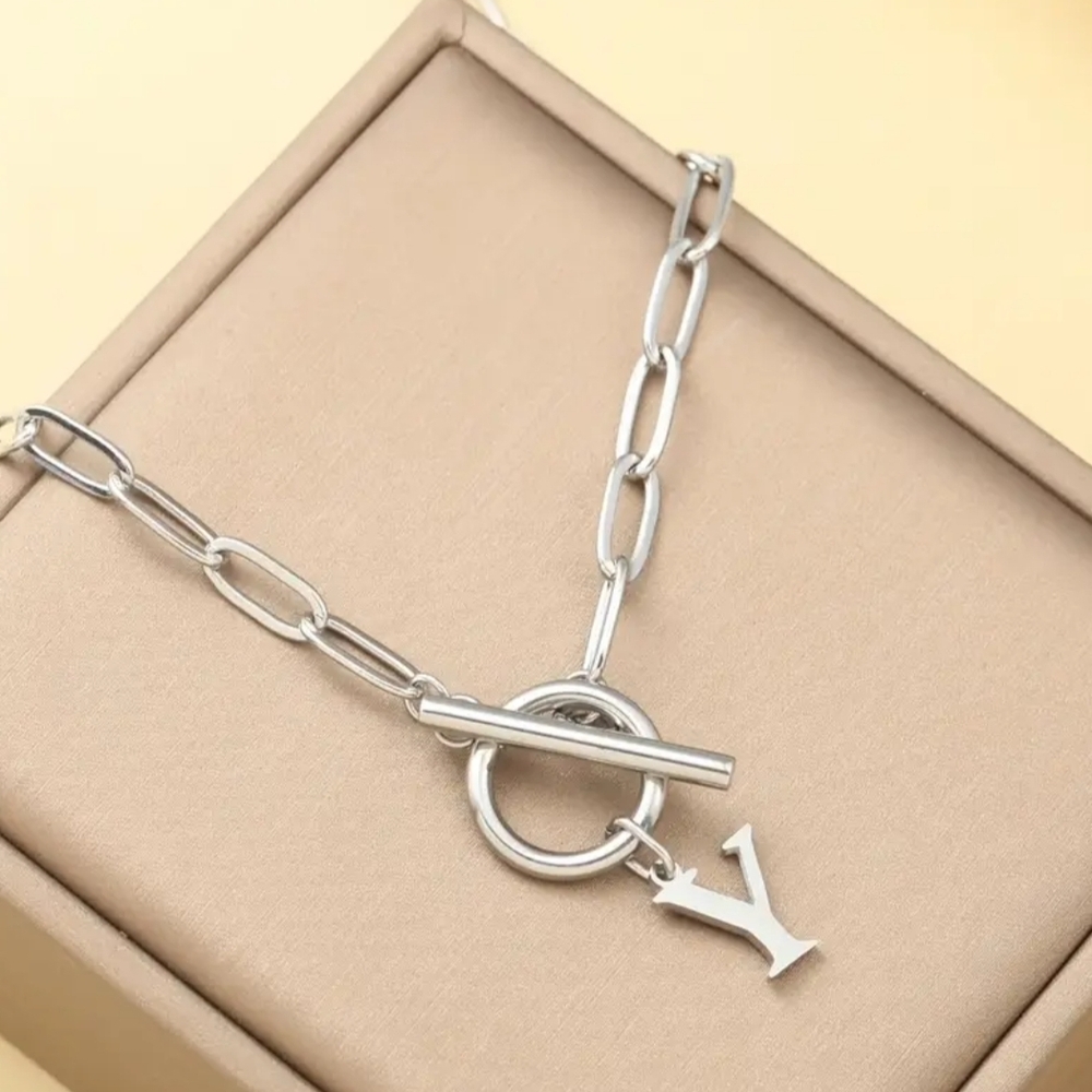 18 KT Gold Over Titanium Toggle Clasp Necklace "Y"